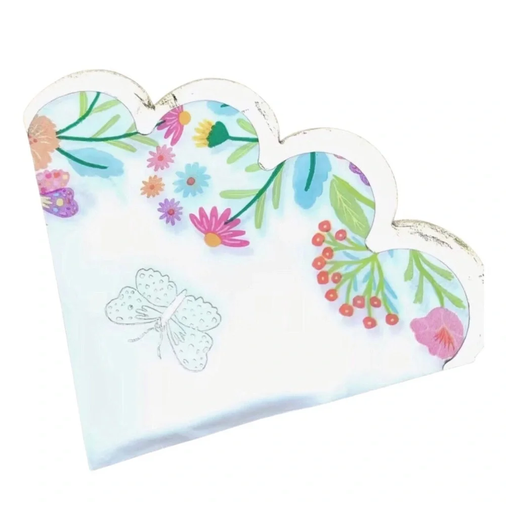 Floral and Butterfly Scalloped Gold Foil Luncheon Napkins, 20 ct